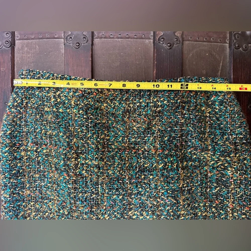 Lafayette 148 Tweed Skirt, Green Multicolor, Pencil, 8